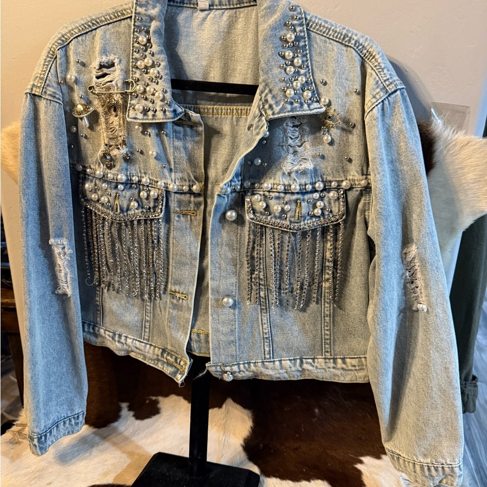 Studded Light Blue Denim Jacket